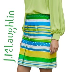 J. McLaughlin Multicolor Grosgrain Ribbons Side Zip Lining Pencil Skirt Sz 8